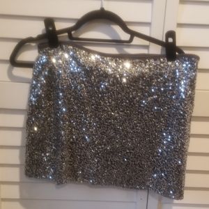 Silver sequence mini skirt